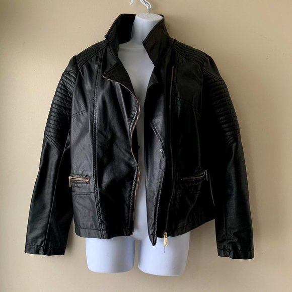 🇺🇸 BEBE faux-leather biker jacket size L/G - Picture 1 of 12